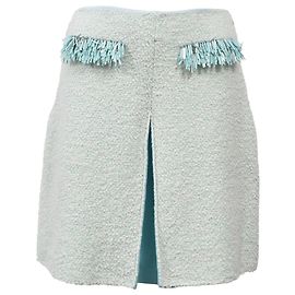 Jupe mini à franges Lanvin en coton bleu clair Bleu Bleu clair