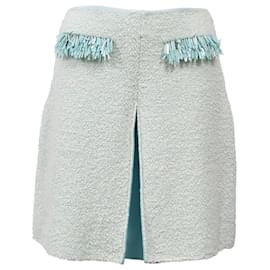 Lanvin-Lanvin Fringed Mini Skirt in Light Blue Cotton-Blue,Light blue