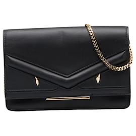 Fendi-Fendi Leather Bag Bugs Monster Wallet Chain-Black