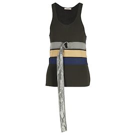Céline Celine gestricktes Tanktop mit Gürtel aus olivgrüner Viskose Grün Olivgrün