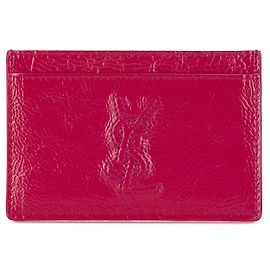 Yves Saint Laurent Logo Leather Card Case Pink