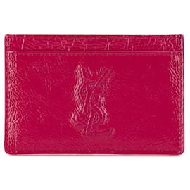 Portacarte in pelle con logo Yves Saint Laurent Rosa