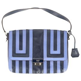 Bolsa de ombro com aba estampada Anya Hindmarch em couro azul Azul