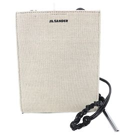 Jil Sander TANGLE Canvas Leather Shoulder Bag Black