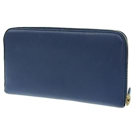 Prada-Prada Saffiano Leather Zip Around Wallet-Blue