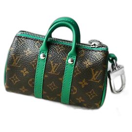 Louis Vuitton - Porte-clés Mini Keepall Monogram Pouch M01518 Vert RARE Marron clair