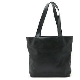Chanel Coco Mark Embossed Tote Bag Black
