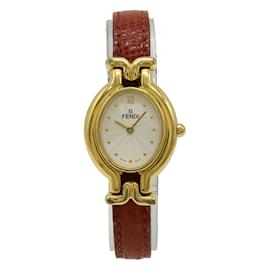 Fendi-Fendi Change Belt Gold Plated Leather Silver Dial Women's Quartz Watch-Other
