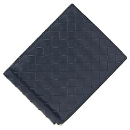 Bottega Veneta-Bottega Veneta Navy Leather Money Clip-Navy blue