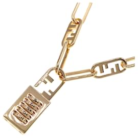 Fendi-Fendi Gold Metal Necklace with Rhinestone-Golden