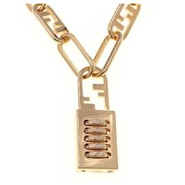 Fendi-Fendi Gold Metal Necklace with Rhinestone-Golden