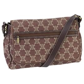 Céline-CELINE Paris Macadam Canvas Shoulder Bag Bordeaux Auth yk15808-Dark red