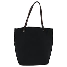 Fendi-FENDI Hand Bag Nylon Leather Black Brown Silver Auth ti2337-Brown,Black,Silvery