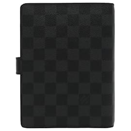 Louis Vuitton-LOUIS VUITTON Damier Graphite Agenda MM Day Planner Cover R20242 LV Auth ac3334-Damier ebene