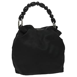 Christian Dior-Christian Dior Maris Pearl Hand Bag Nylon Black Silver Auth ep6405-Black,Silvery