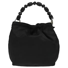 Christian Dior-Christian Dior Maris Pearl Hand Bag Nylon Black Silver Auth ep6405-Black,Silvery