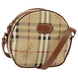 Autre Marque-Burberrys Nova Check Shoulder Bag PVC Leather Beige Gold Auth 99675-Beige,Golden
