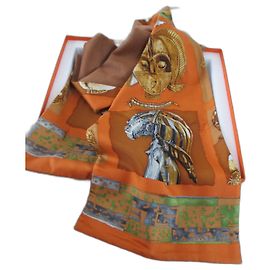 Hermès Cachecol de twill de seda e angorá, 'Persona'. Multicor