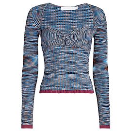 Jonathan Simkhai Caicos Multi Vesna Twist-Front Space-Dye Top Blue