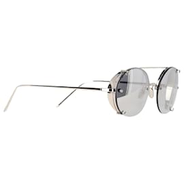 Linda Farrow-Linda Farrow 647 C2 Round Sunglasses in Silver Metal-Silvery,Metallic