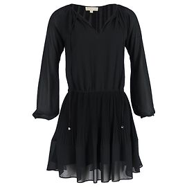 Robe mini plissée à manches longues Michael Kors en polyester noir Noir