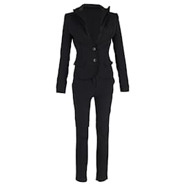 Dolce & Gabbana- Dolce & Gabbana Single-Breasted Blazer and Slim-Fit Trousers Set in Black Wool-Black