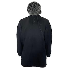 Balenciaga-Moletom oversized com capuz xadrez Balenciaga em algodão preto-Preto