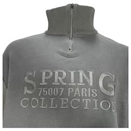 Balenciaga-Moleton preto em algodão bordado com zíper meia altura da coleção de primavera Balenciaga-Preto