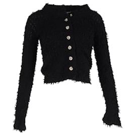 Dolce & Gabbana- Dolce & Gabbana Embellished Buttons Tweed Cardigan in Black Nylon -Black