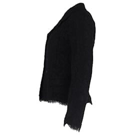 Dolce & Gabbana- Dolce & Gabbana Lace Detail Double-Breasted Blazer in Black Cotton-Black