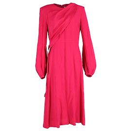 Stella Mc Cartney Rosa Viskose Wickel-Front-Midi-Kleid von Stella McCartney Pink