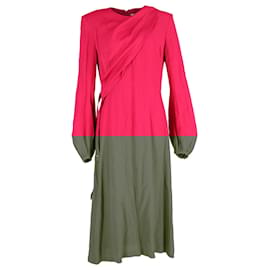 Stella Mc Cartney-Stella McCartney Wrap Front Midi Dress in Pink Viscose-Pink