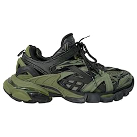 Balenciaga-Balenciaga Track 2 Lace-Up Sneakers in Green and Black Polyurethane-Green