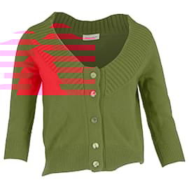 Alexander Mcqueen-Alexander McQueen Off-Shoulder Buttoned Cardigan in Red Cashmere-Red