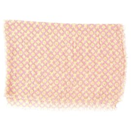 Bufanda de mezcla de lana y seda rosa con logo Monogram Louis Vuitton Rosa