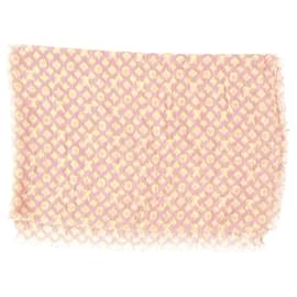 Louis Vuitton-Louis Vuitton Monogram Logo Scarf in Pink Wool-Silk Blend-Pink