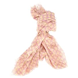 Louis Vuitton-Louis Vuitton Monogram Logo Scarf in Pink Wool-Silk Blend-Pink