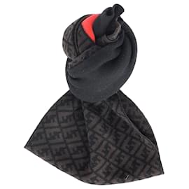 Fendi-Fendi Logo Scarf in Brown Wool-Brown