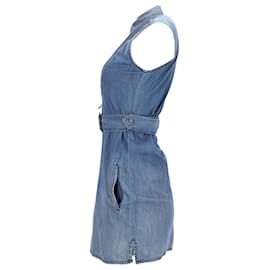 Burberry-Burberry Brit Sleeveless Pintuck Dress in Light Blue Denim-Blue,Light blue