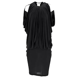 Givenchy-Givenchy Cold Shoulder Knee Length Dress in Black Viscose-Black