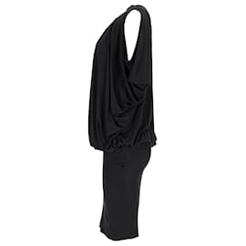 Givenchy-Givenchy Cold Shoulder Knee Length Dress in Black Viscose-Black