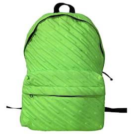 Balenciaga- Balenciaga Explorer Logo Quilted Backpack in Neon Green Nylon-Black