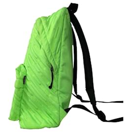 Balenciaga- Balenciaga Explorer Logo Quilted Backpack in Neon Green Nylon-Black