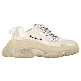 Baskets basses Balenciaga Triple S à semelle transparente en polyester blanc Blanc