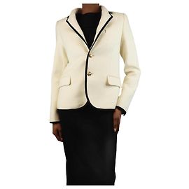 Nili Lotan Cream single-breasted wool-blend blazer - size UK 4 Cream