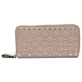 Carteira longa Valentino Garavani Rockstud Spike Bege