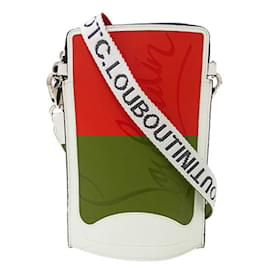Christian Louboutin-Christian Louboutin Red and White Leather Shoulder Bag-White,Red