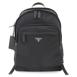Mochila de nylon preto e couro Saffiano Prada Preto