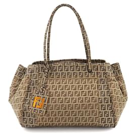 Fendi-Fendi Zucchino Nylon Tote Bag-Brown,Beige