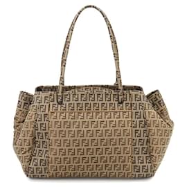 Fendi-Fendi Zucchino Nylon Tote Bag-Brown,Beige